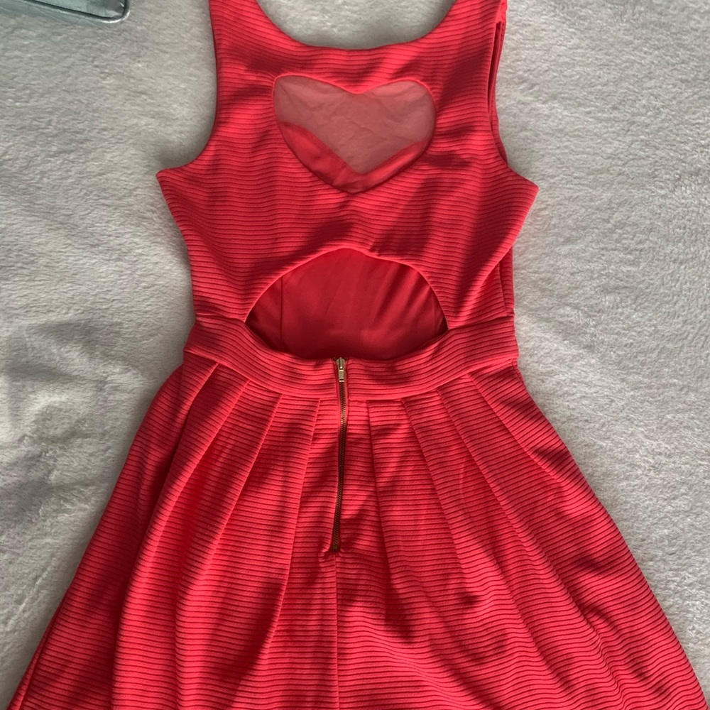 Coral dress with hear cut out